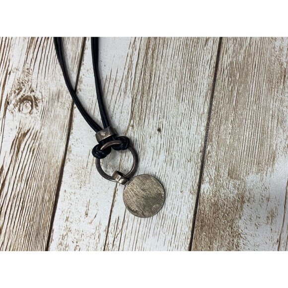 Black Cord 18” Necklace Y2K Style Medallion Mandala Sunburst Pendant Biker - Picture 7 of 8